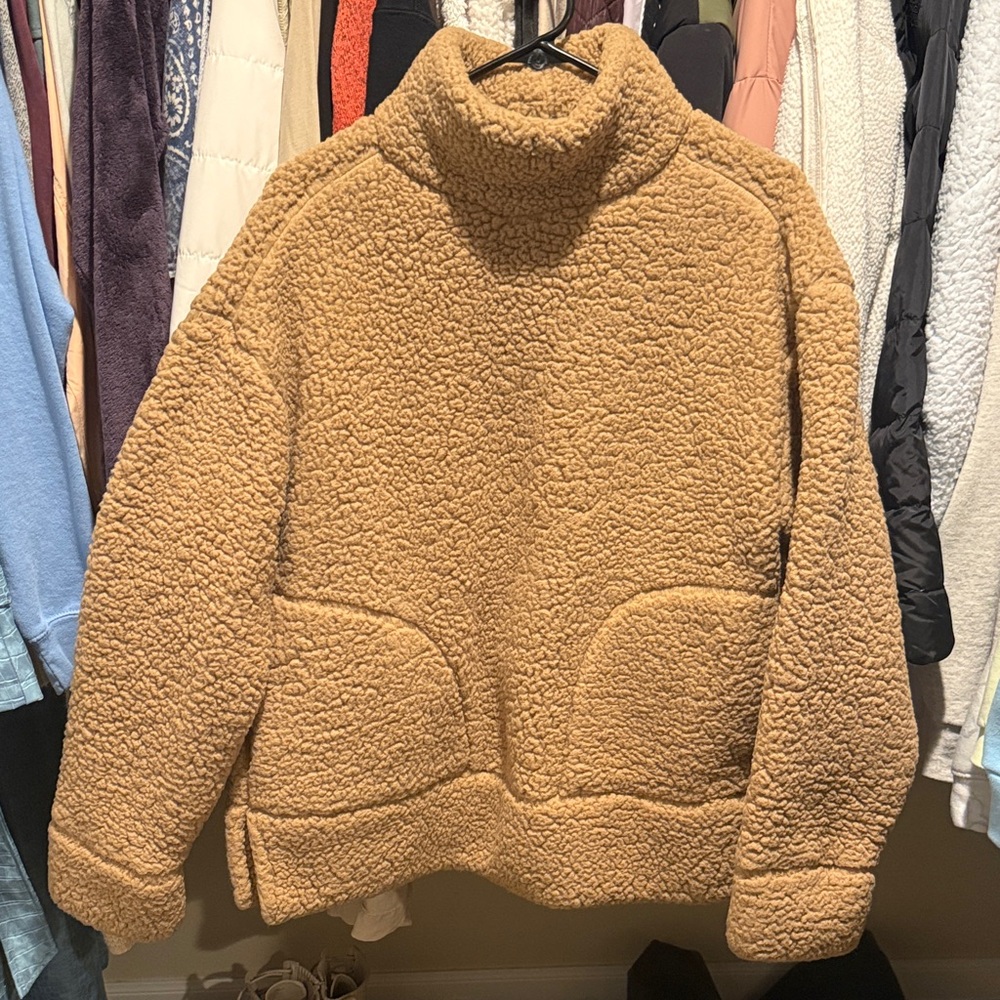Cozy Tan Sherpa Pullover